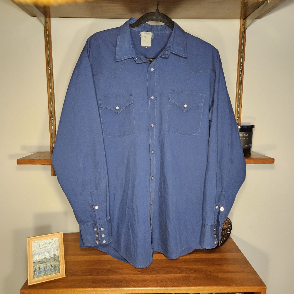 Unknown Brand Navy Blue Pearl Snap Western Shirt